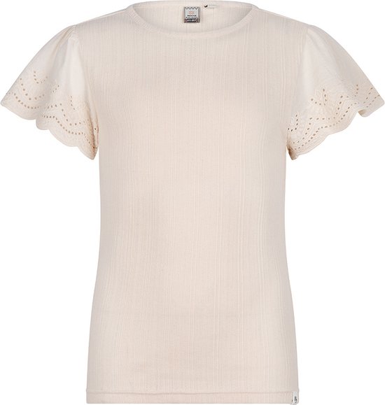 Meisjes t-shirt embroidery anglaise - Sandshell beige