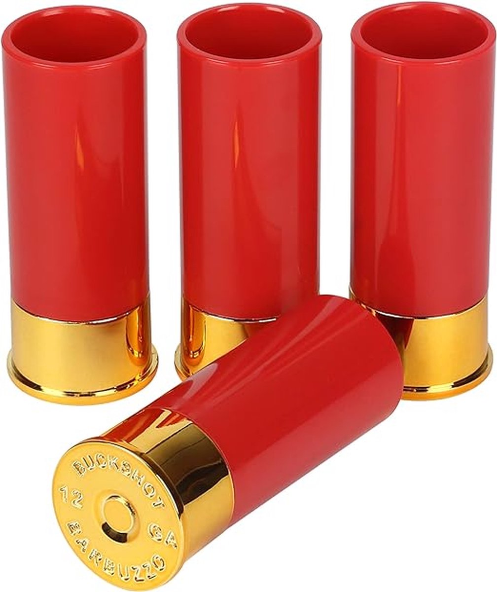 Shotglaasjes Shotgun Shell | Borrelglaasjes | 12 Gauge Shotgun Shell Glaasjes | Set van 4 | 40 ml | Shotglazen | Cadeau voor hem | Mancave