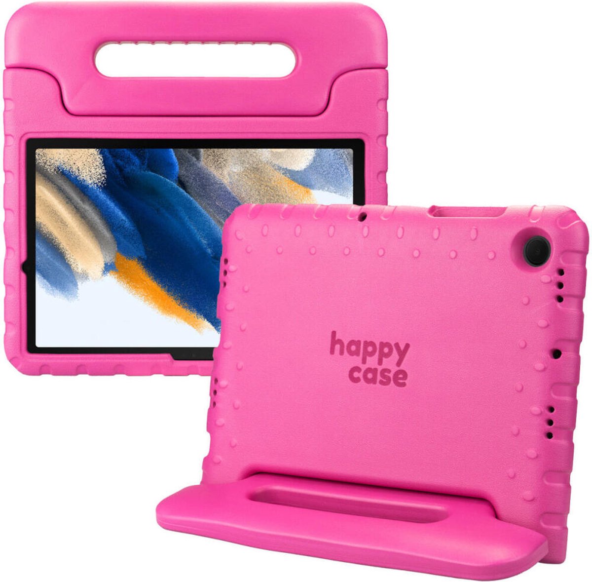 HappyCase Kinder Tablethoes Geschikt voor Samsung Galaxy Tab A9 Plus | Kindvriendelijke Hoes | Beschemhoes | Kinderhoes | met Handvat en Standaard | Roze