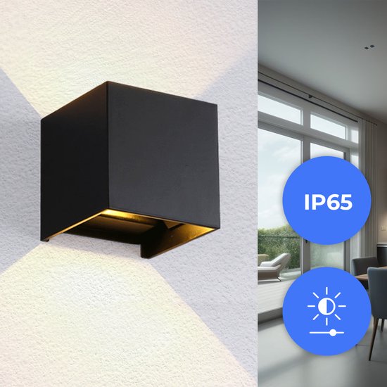 Elitlife Smart led-wandlamp voor binnen, 12 W, RGB buitenverlichting, waterdichte wandlamp, dimbaar, bestuurbaar via app, buitenlamp met instelbare stralingshoek, led-wandverlichting voor binnen en