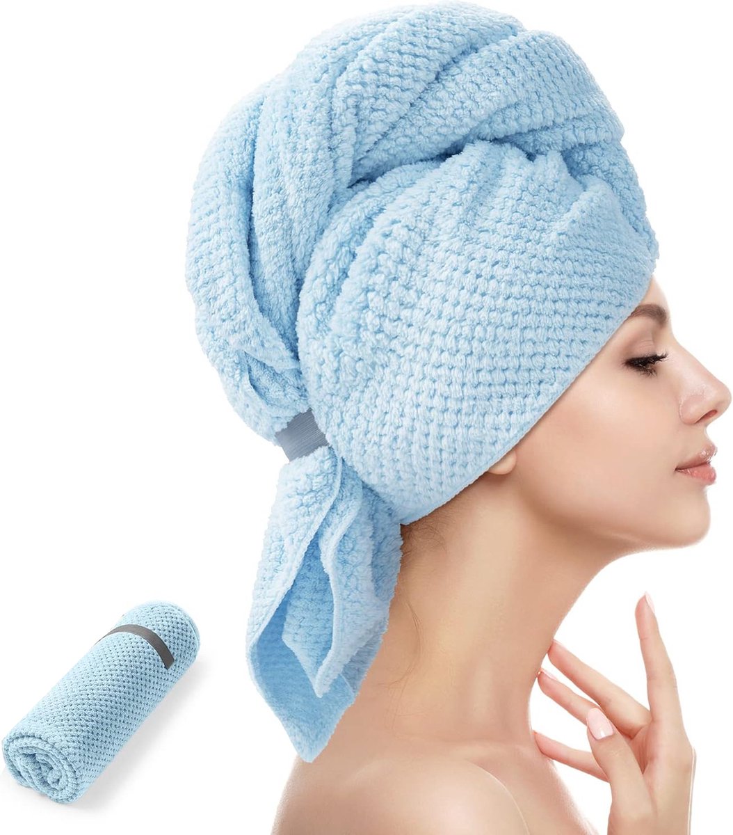 BOTC Haarhanddoek - Snel Drogend - 1 Stuk Hair Towel - 60x100CM - Haarhanddoek Microvezel - Blauw