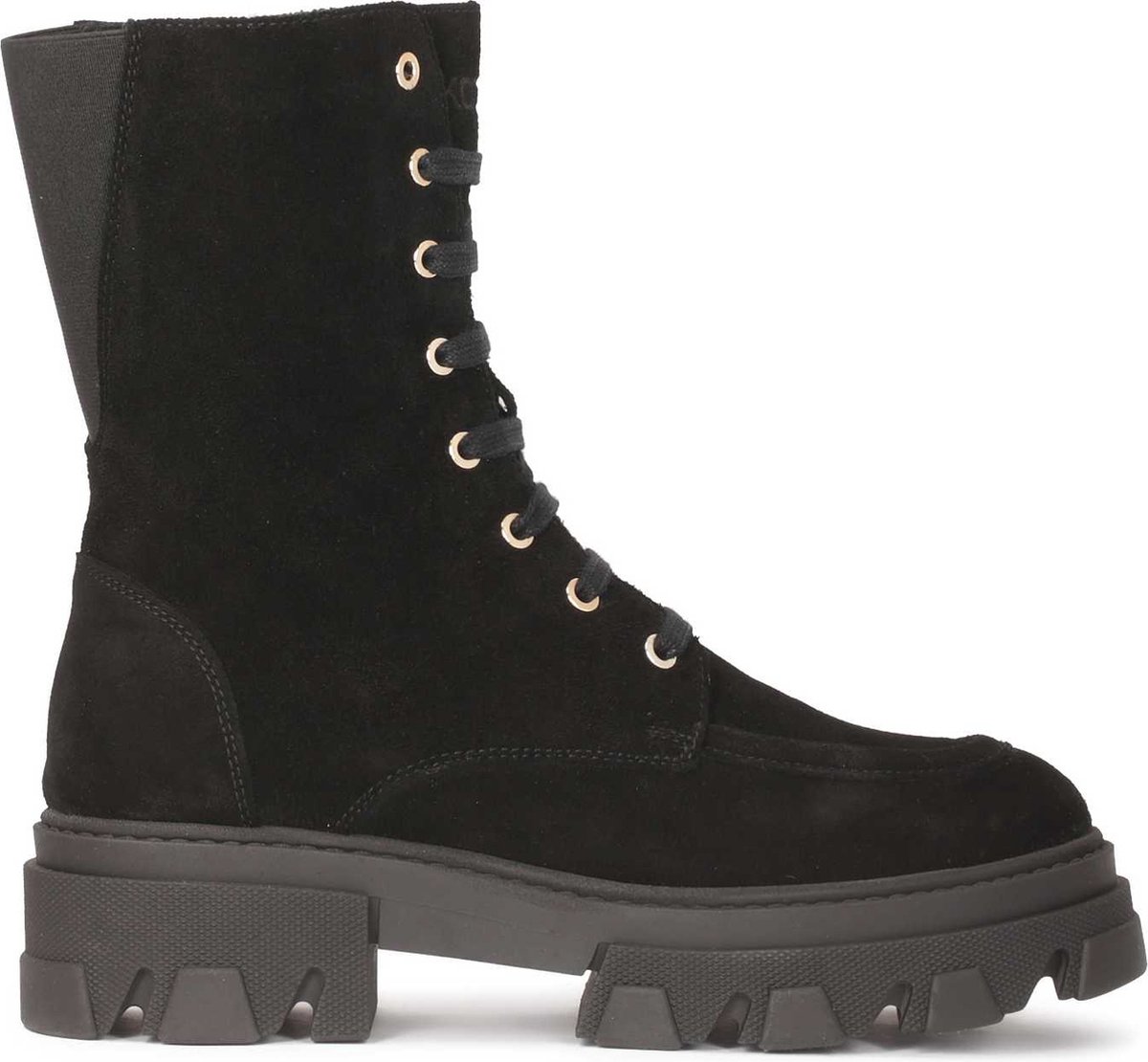 Kazar Black suede boots in military style