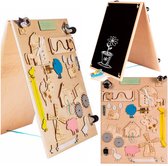 Ikonka Dubbelzijdig Houten Krijt Manipulatiebord Boerderij - Montessori Speelgoed Sensorisch - Educatief - Houten Speelgoed