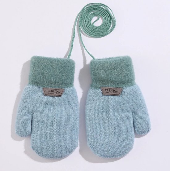 Ychee - Unisex Kinder Winter Wanten - Handschoenen - Wol - Warm - Klein - 1-3 jaar - Licht Blauw