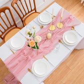 Tafelloper mousseline roze 80 cm x 3 m zijden doek tafelloper kaasdoek stof bruiloft