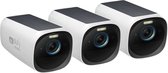 eufy Security - Caméra complémentaire eufyCam 3 - 3 PACK - Zwart et blanc, monobloc, caméra de sécurité sans fil 4K avec panneau solaire intégré-reconnaissance faciale AI