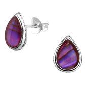 Aramat jewels ® - 925 sterling zilveren oorbellen druppel abalone roze 8mm x 10mm