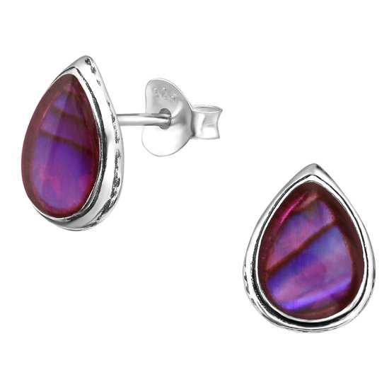 Aramat jewels ® - 925 sterling zilveren oorbellen druppel abalone roze 8mm x 10mm