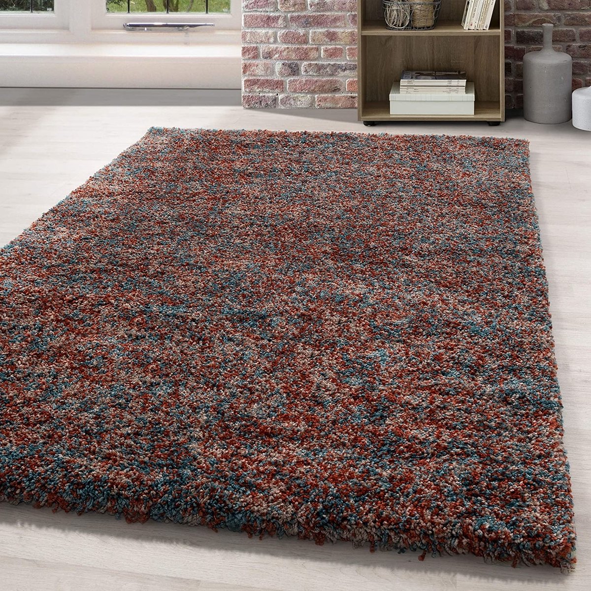Flycarpets Lorium Vloerkleed - Terra / Blauw / Beige - Hoogpolig - 280x380 cm