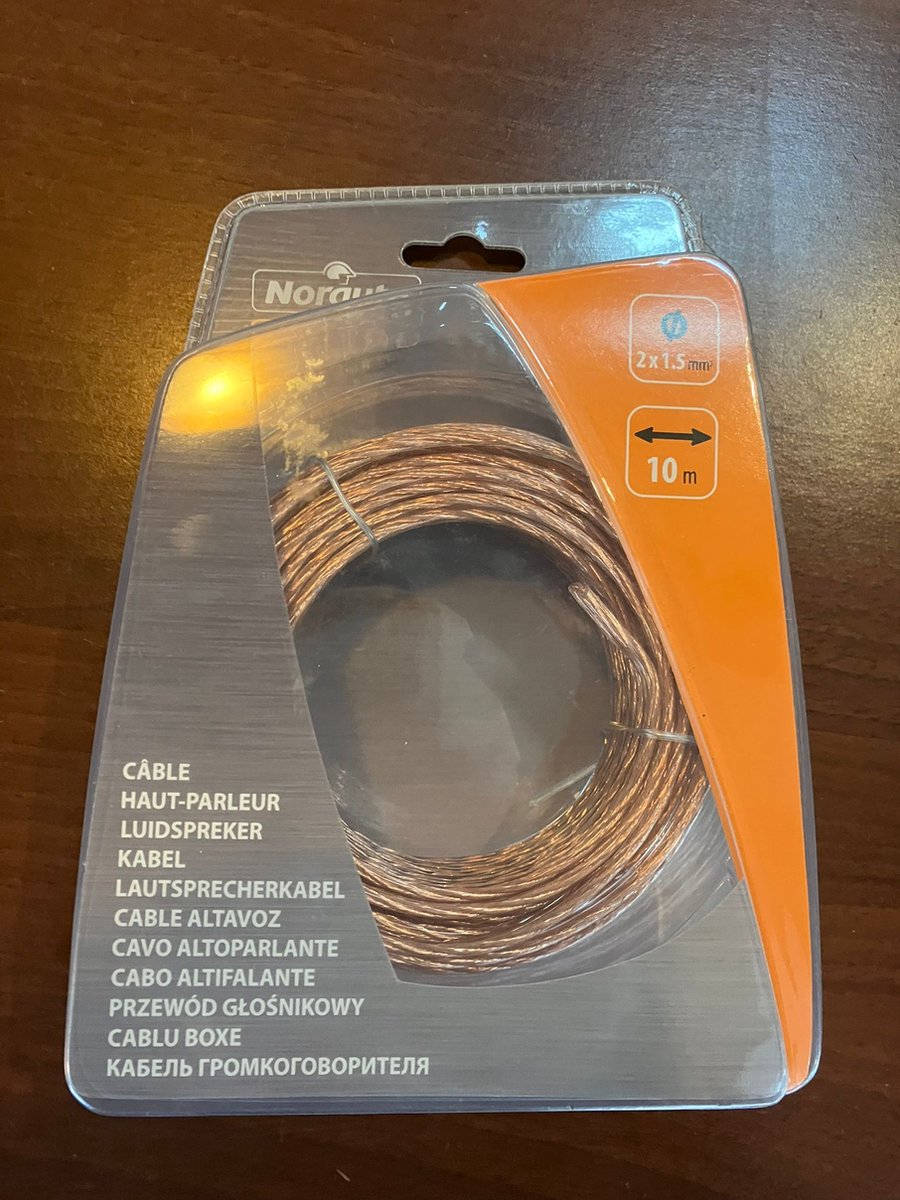 norauto - luidsprekerdraad / luidspreker kabel / 2x 1,5mm2 dikte - 10 meter- transparant