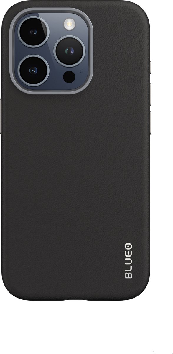 BLUEO leren Hoesje geschikt voor iPhone 15 Pro met MagSafe - Leer - Zwart