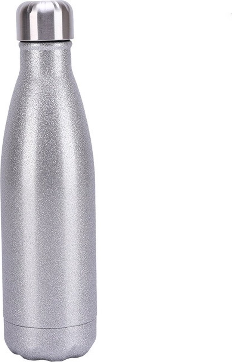 Hup. - RVS Drinkfles - Waterfles 500ml - Hip Design – BPA- & Lekvrij - Duurzaam - Zilver Glitter