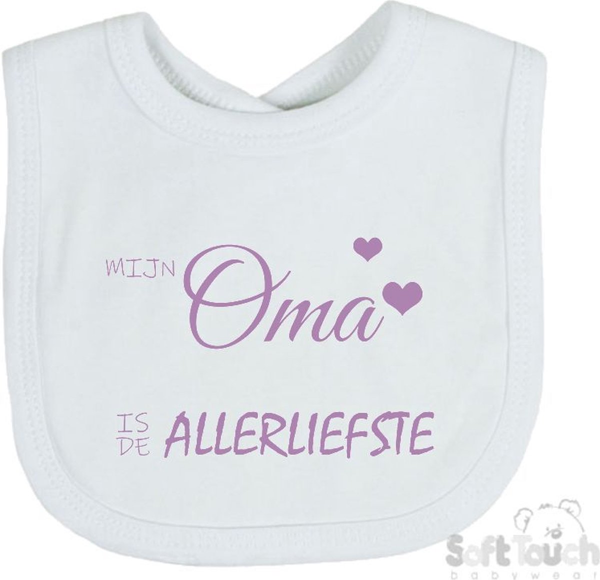 Goedkoopste Soft Touch Slabber Slabbetje Slab Mijn oma is de allerliefste Unisex Katoen Wit/lila Maat 33x22 Cm