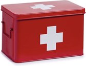 Eerste Hulp Box Metaal Rood - Klassieke EHBO kist/doos van Metaal - 15.7 x 14,3 x 21.5