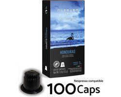 Nespresso® Compatibel cups - Caffe Carraro 1927 - Honduras Single Origin Koffie capsules - 100 Koffiecups - Italiaanse Espresso - Intensiteit 7/14 - Geraffineerde koffie, hooge kwaliteit