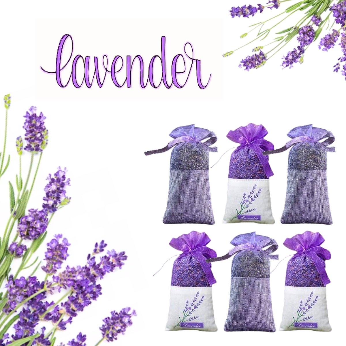 Labryce® Mottenballen - XL Geurzakjes voor kledingkast - XL Lavendelzakjes - 6 x 20 gram