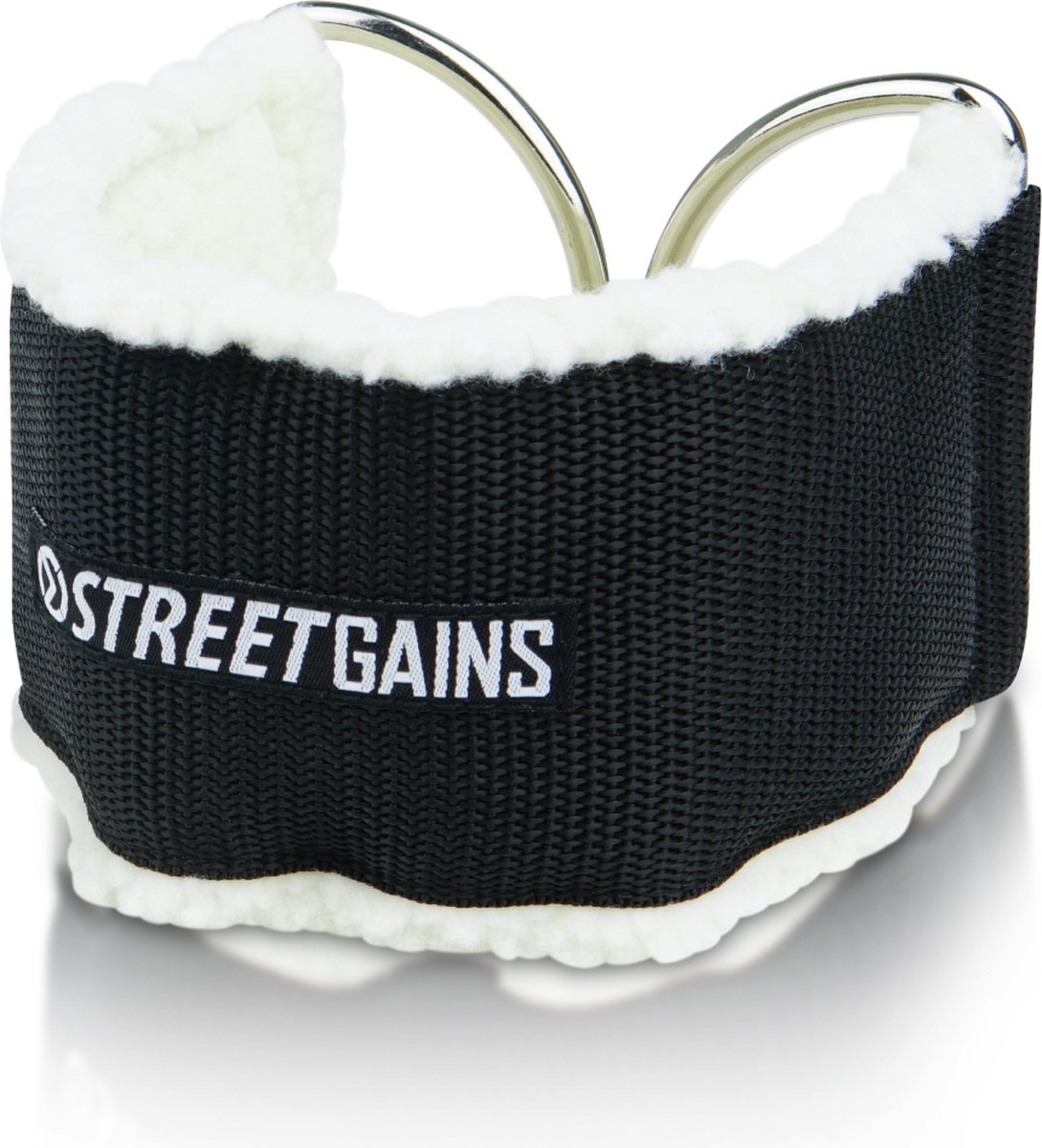 StreetGains® Enkel Strap – Ankle Cuff - Duurzame Nylon Enkelband voor Weerstandsbanden en Kabelmachines – Perfect voor Bilspieren, Quadriceps en Hamstrings – Comfortabele Synthetische Schapenvacht Bekleding