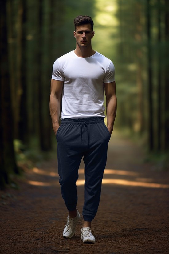 Trendyol Mannen Normale taille Jogger Marineblauwe Basic-joggingbroek voor heren met normale pasvorm en elastische pijpen.