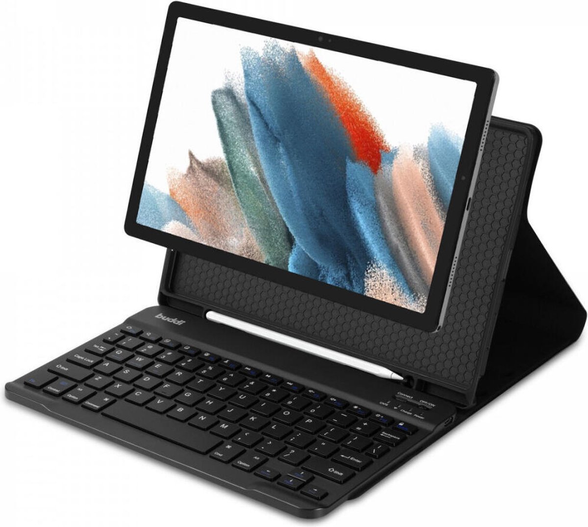 Buddi Zuna Hoes met Toetsenbord Geschikt voor Samsung Galaxy Tab A9 | Beschermhoes | Bluetooth 5.0 | met Penhouder | Magnetisch Uitneembaar Keyboard | Book Case met Standaard | Zwart