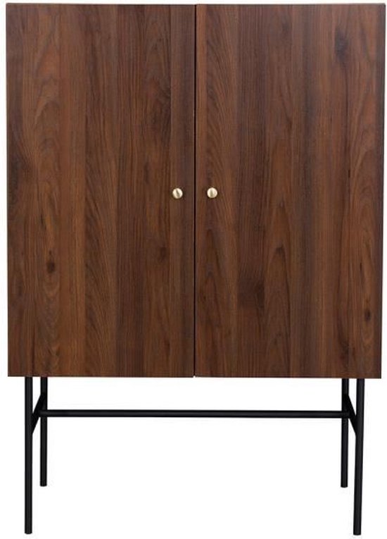 Hoog buffet 2 deuren 1 lade - hout en metaal - lodge - l 90 x d 39,5 x h 130