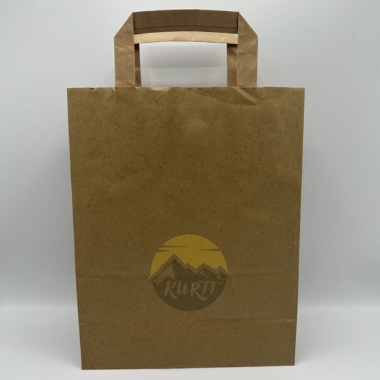 Papieren Draagtassen Klein 22x10x28cm Bruin – Tasjes Horeca - Plat Han – Goedkope Disposable