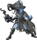 Zwarte Winter (Thor) actiefiguur met blauwe huid, zwart pantser, grijze cape, vasthoudend een donkere hamer.