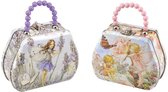 Blikjes Handtasje Flower Fairy 1x Lavendel 1xRoze 2ass 13,5x6,5x15cm
