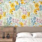 Behang goud bloemen 60 cm x 300 cm meubels plakfolie patroon zelfklevend behang groen / blauw bladeren woonkamer folie zelfklevend voor meubels keukenkasten bloemenbehang badkamer waterdicht