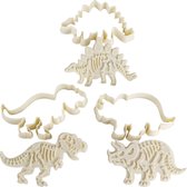 Kurtzy Dinosaurus Skeleletten Koek Vormpjes Set (3 Pak) – Witte Plastic Triceratops, T-Rex en Stegosaurus Vormen – Voor Bakken met Kinderen, Cake Decoratie, Gebak, Fondant, Koekjes en Suikerkunst