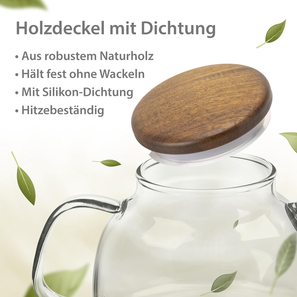Theepot met zeef 1400 ml glazen theepot met houten deksel hittebestendig borosilicaatglas theepot met zeef elegant theepotdesign theeservies 580 ml