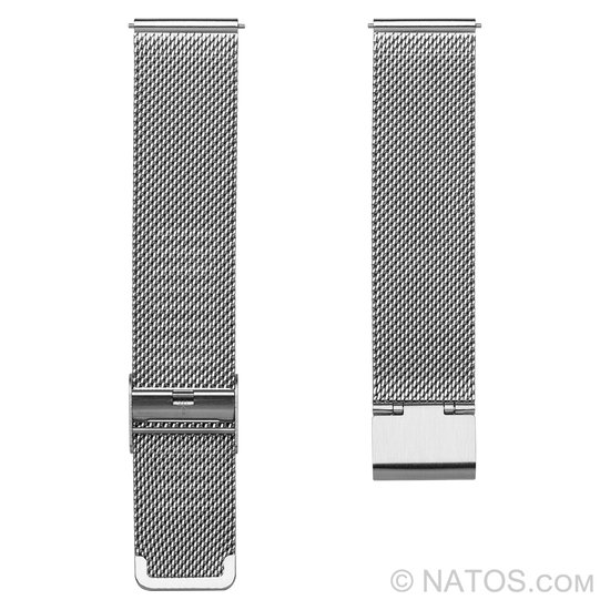 Milanese Mesh Fijn Geweven Horlogebandje Roestvrij Staal + Gratis Verwisseltool = Makkelijk Zelf Te Bevestigen - 22mm - NATOS.com