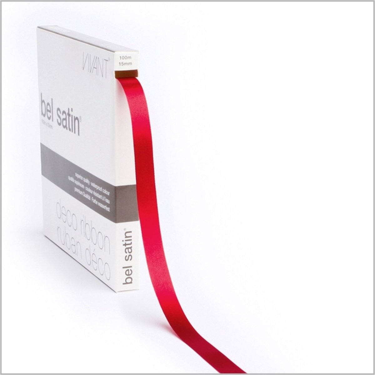 Poly Satijnlint Rood – 15 mm × 100 m – polysatijn