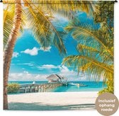 Wandkleed - Wanddoek - Strand - Palmboom - Zee - 180x180 cm - Wandtapijt