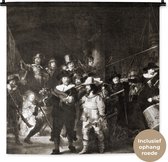 Wandkleed - Wanddoek - De Nachtwacht in zwart-wit - Rembrandt van Rijn - 90x90 cm - Wandtapijt