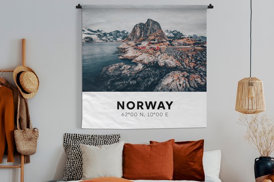 Tapisserie - Tissu mural - Norvège - Scandinavie - Montagnes - Hiver - 150x150 cm - Tapisserie