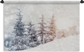 Wandkleed - Wanddoek - Boom - Sneeuw - Winter - 120x80 cm - Wandtapijt