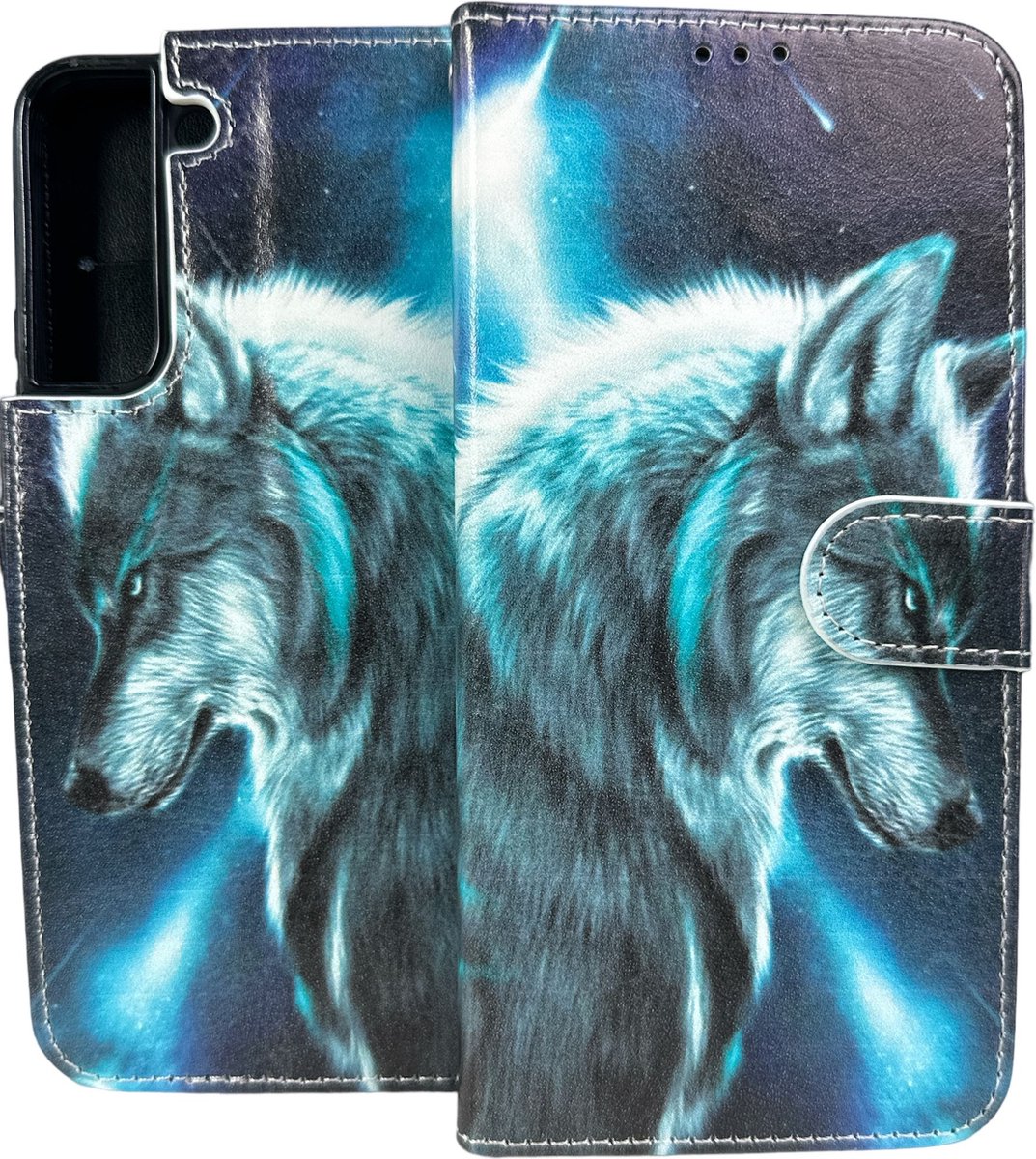 Portemonnee Book Case Hoesje Geschikt voor: Samsung Galaxy S21 FE - Wolf Print