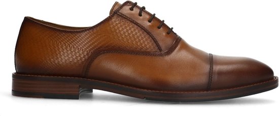 Manfield - Homme - Chaussure à lacets en cuir Cognac - Taille 45