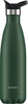 FLASKE FLASKE Sports Bottle - Moss - RVS Drinkfles van 500ML- Geschikt als waterfles, thermosfles en thermoskan