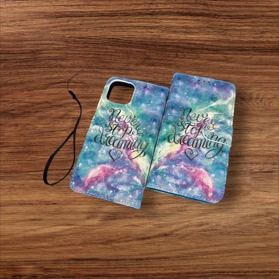 Étui portefeuille à rabat Adapté pour : iPhone 13 - Never Stop Dreaming Print