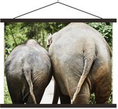 Posterhanger incl. Poster 60x45 cm - Schoolplaat - Olifant - Dieren - Grijs - Natuur - Textielposter - Zwarte latten