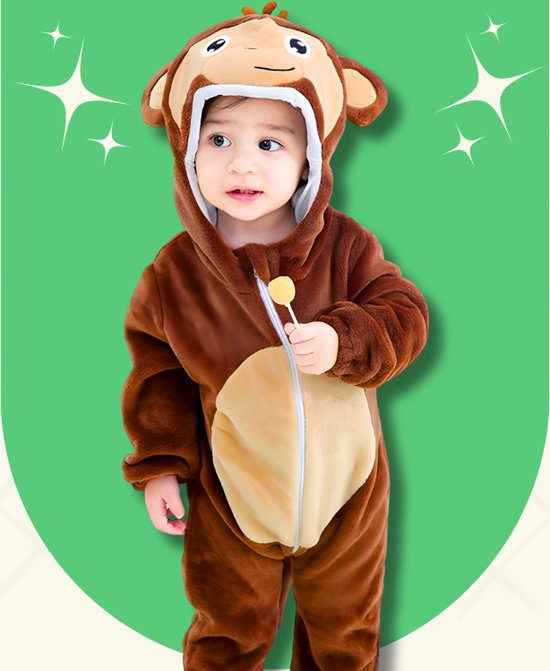 BoefieBoef Combinaison et pyjama en forme de singe pour tout-petits et enfants d'âge préscolaire – Vêtements d'habillage pour enfants – Costume d'animal – Marron