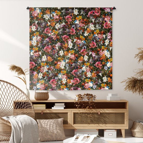 Tapisserie - Fleurs - Motif - Papillon - 120x120 cm - Tapisserie