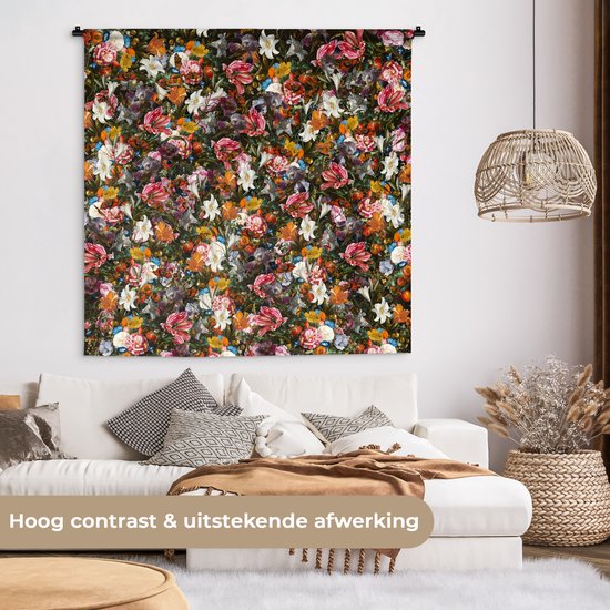 Tapisserie - Fleurs - Motif - Papillon - 120x120 cm - Tapisserie