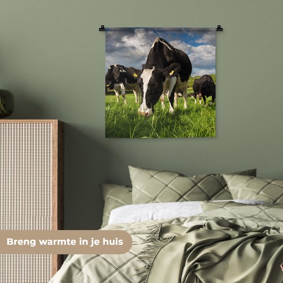 Tapisserie - Tissu mural - Vaches - Animaux - Herbe - Pâturage - Ferme - 60x60 cm - Tapisserie