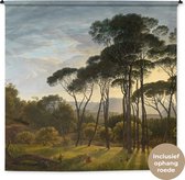 Wandkleed - Wanddoek - Italiaans landschap met parasoldennen - Schilderij van Hendrik Voogd - 180x180 cm - Wandtapijt