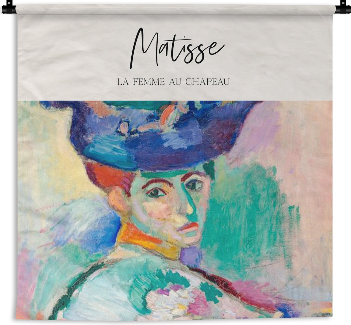 Wandkleed - Wanddoek - Kunst - Henri Matisse - La femme au chapeau - 90x90 cm - Wandtapijt