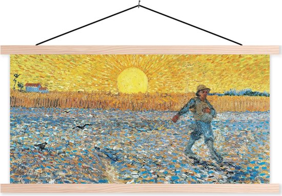 Posterhanger incl. Poster - Schoolplaat - De zaaier - Vincent van Gogh - 150x75 cm - Blanke latten