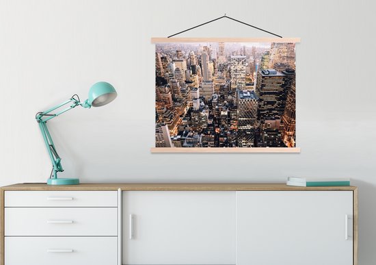 Affiche textielposter Illuminate Manhattan d'en haut 60x45 cm