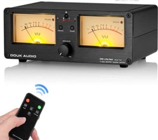 Dual Analoge VU Meter Audio Switcher 2 Way Amp/Speaker Audio Switcher Box Amp Selector DB Paneel Display